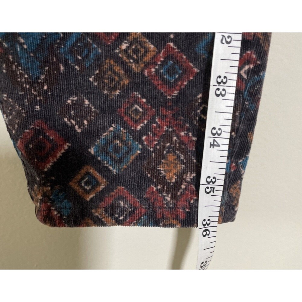 Anthropologie Pilcro HiRise Skinny Pant Women 31 Rust Tribal Corduroy Button Fly - Picture 7 of 8
